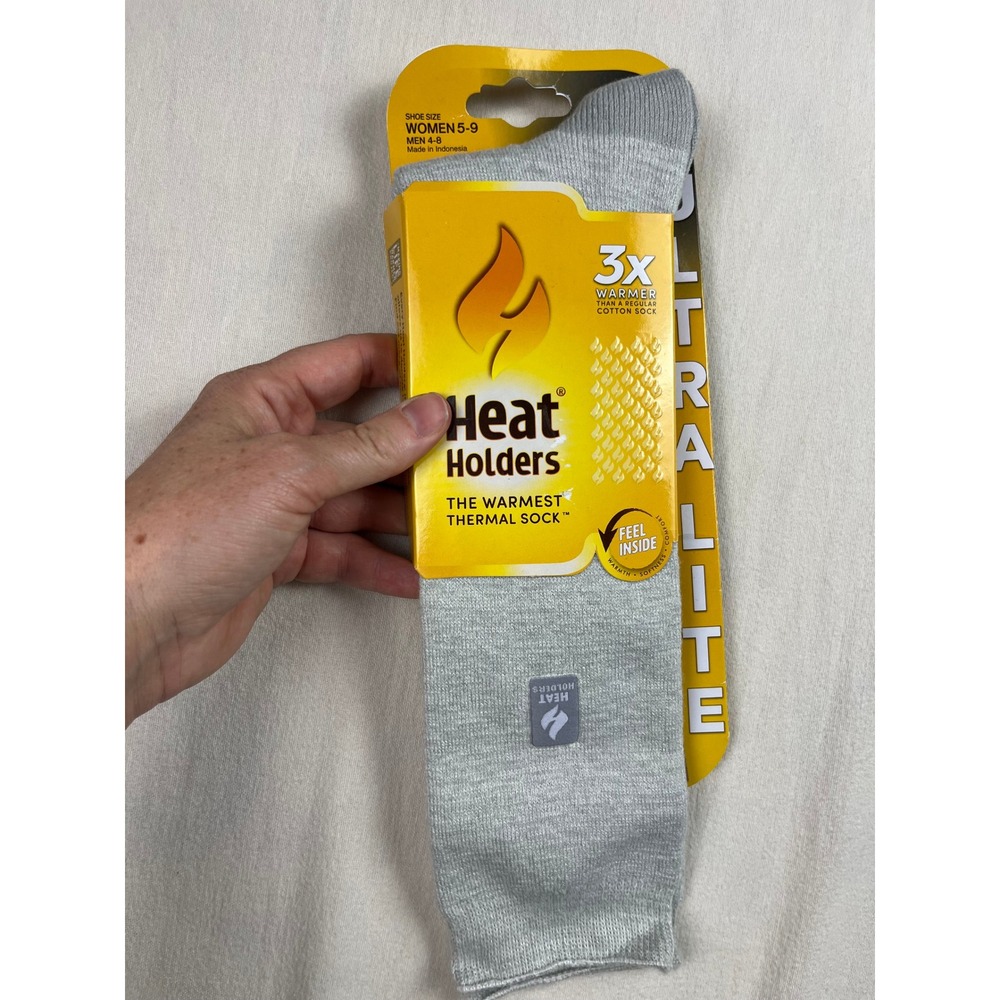 Heat Holders Ultra Lite Thermal Socks Womens 5-9 Light Grey 1.0 TOG Warmest